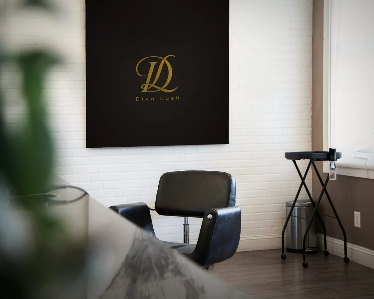 Diva Lush canvas on a salon wall above a styling chair